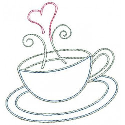 Stickdatei TEA PARTY Fransenappli Tasse 2